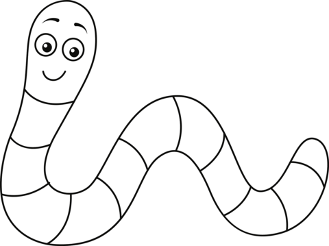 Cute Worm Coloring Page